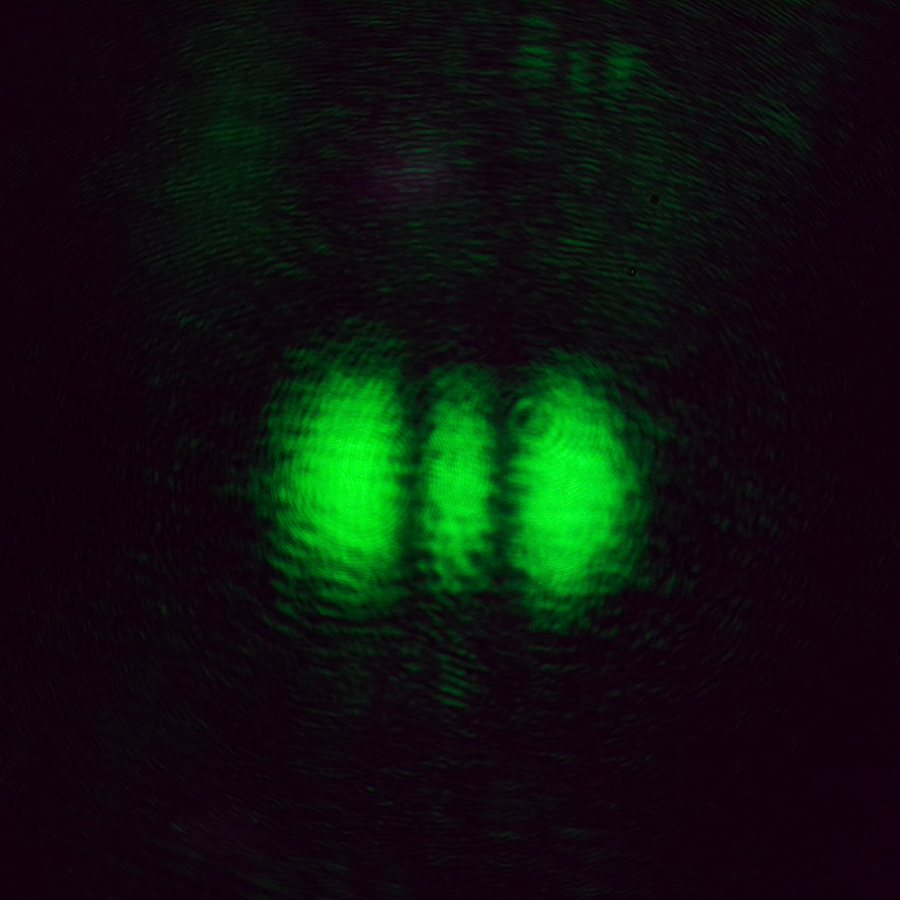 Display of a green laser TEM02 mode