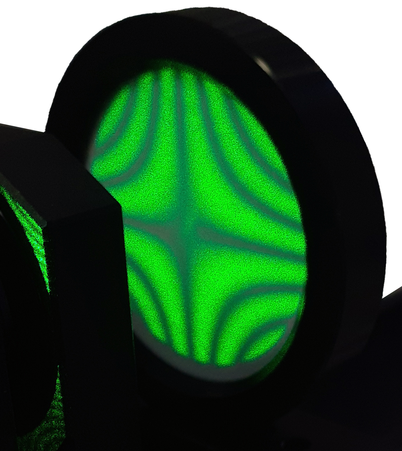 Display of a green conoscopic mandala