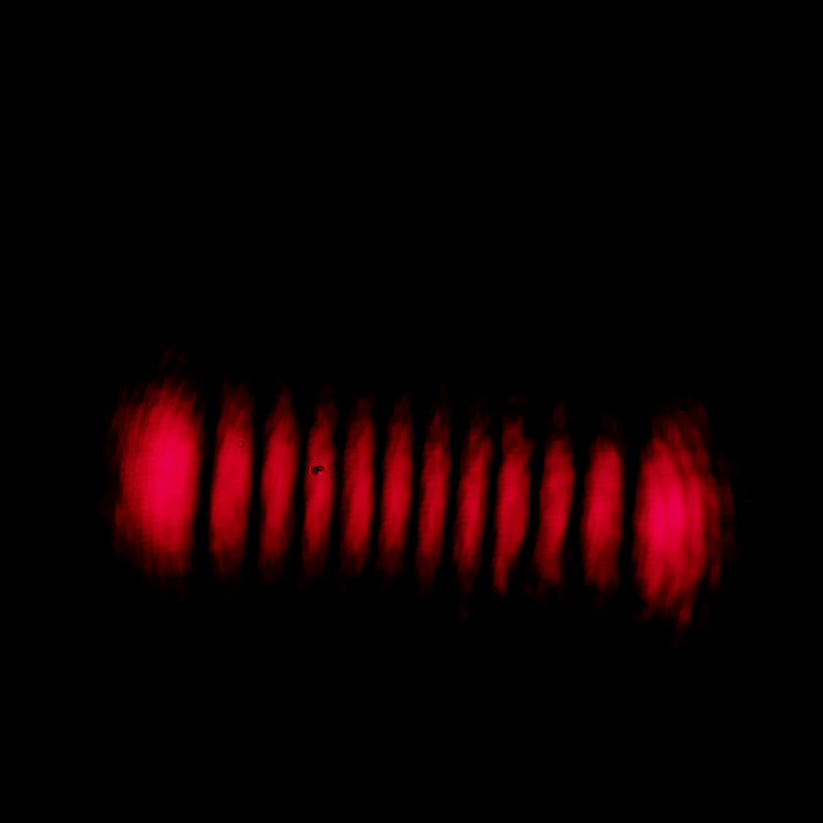 Display of a red laser TEM110 mode